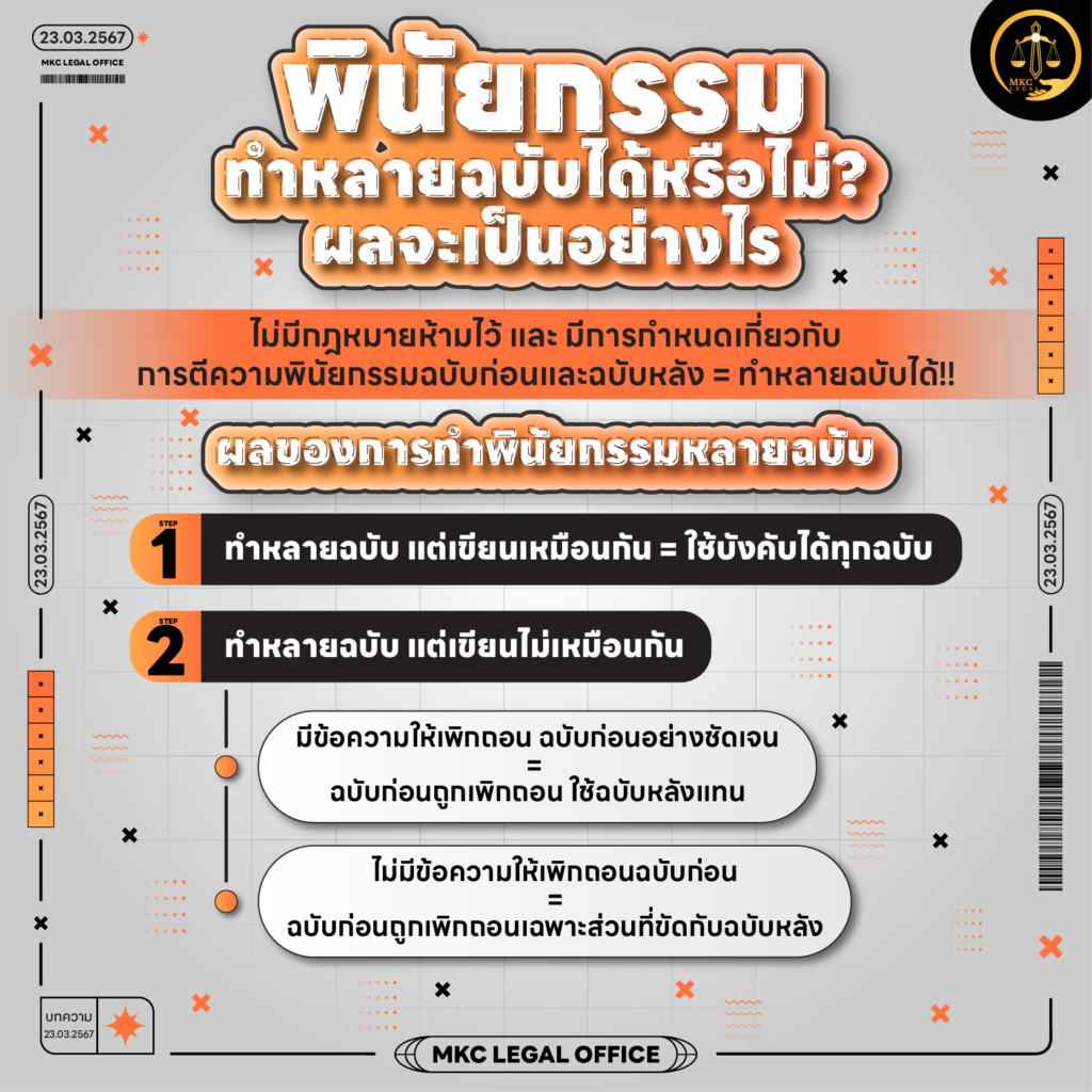 Info - พินัยกรรม ทำหลายฉบับได้หรือไม่ ผลเป็นอย่างไร