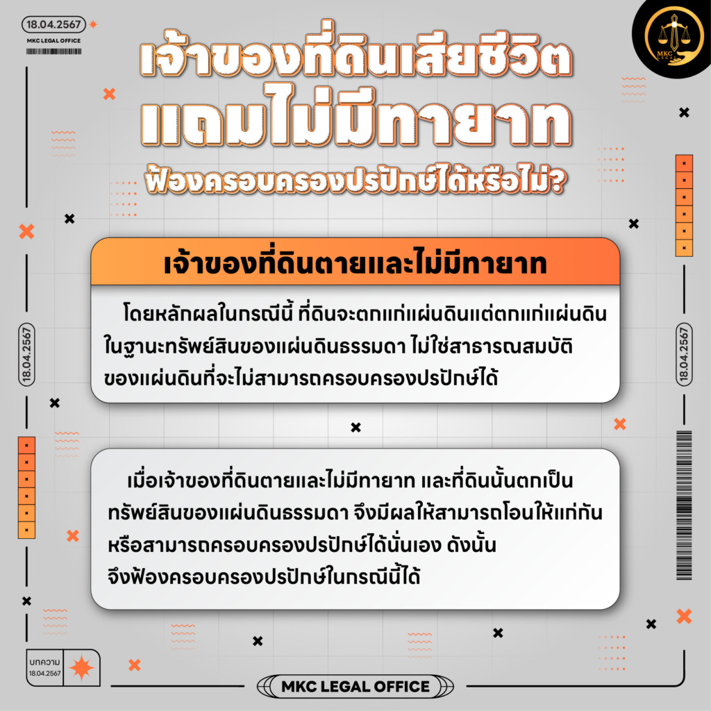 Info - ที่ดินที่เจ้าของโฉนดเสียชีวิตไม่มีทายาท