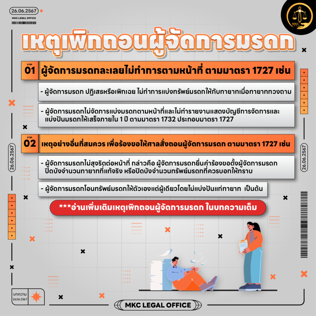 Info - เหตุเพิกถอนผู้จัดการมรดกมีอะไรบ้าง